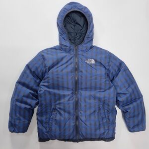 The North Face boys 550 puffer jacket xl blue stripe